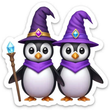 Creo uno de un pingüino mago con 2 cabezas sticker