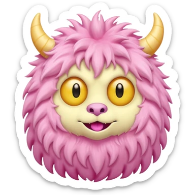 pink fluffy kind monster in soft pink, beige and yellow pastel colors sticker