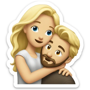 A blonde girl hugs a bearded man sticker