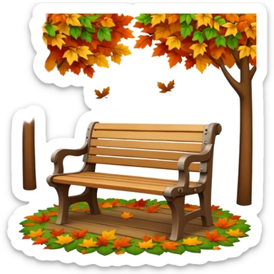 Park bench + leaves sticker