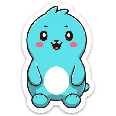 A cute plush toy with a cheerful face sticker