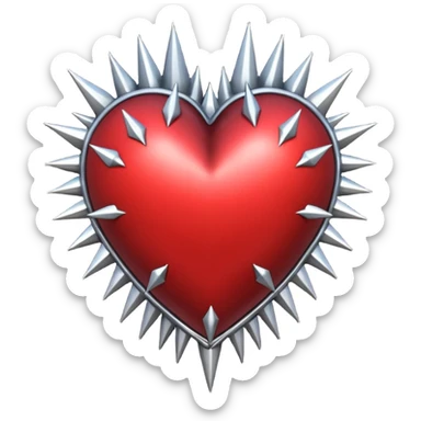 gothic heart with silver spikes sticker