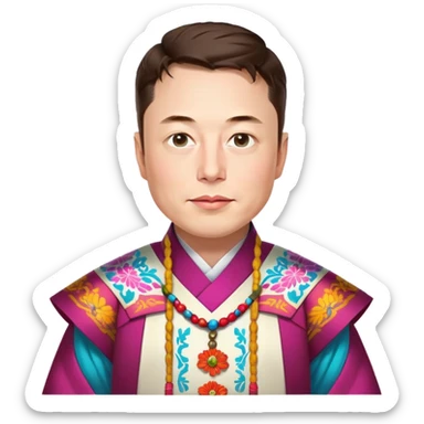 Elon Musk in colorful Korean traditional dress sticker