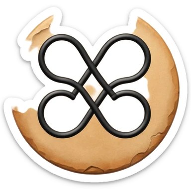 two circles with a stick leading from the middle of them leading up wards black and wrinkly  sticker