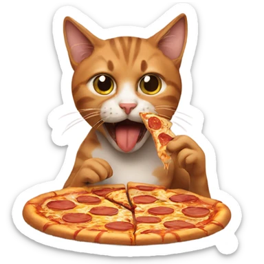 cat eating pizza sticker