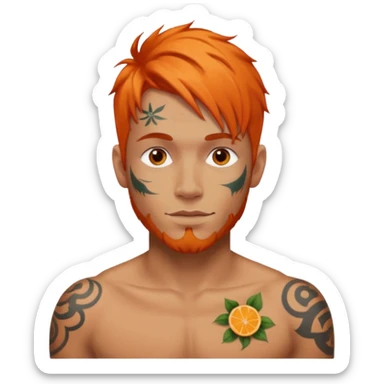 Tattooed man with orange hair sticker