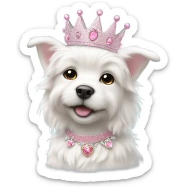 A white puppy princess sticker