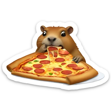 capybara eats pizza sticker