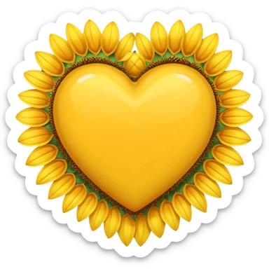 yellow heart with a sunflower border sticker