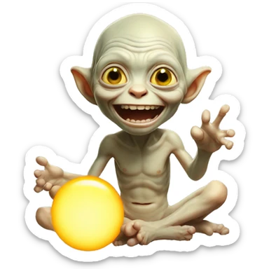 Gollum holding the sun happily smile  sticker