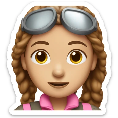 white female pilot pink outfit long brown hair sticker
