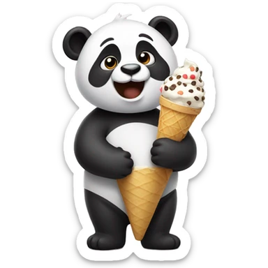 Panda eating ice cream sticker