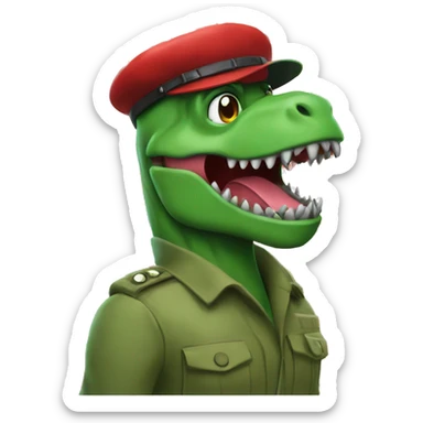 Green Trex wrapping red beret and eyeglasses  sticker