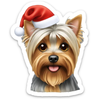 Yorkshireterrier with christmas hat sticker