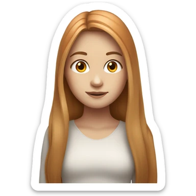 A girl has white skin, orange and long hair.   sticker