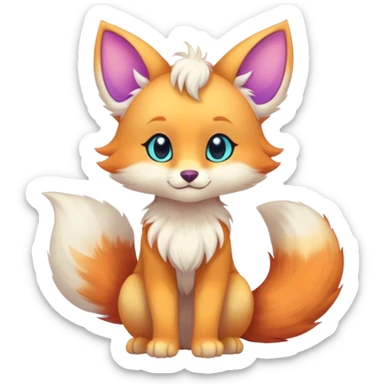 Kawaii bright fantasy ethereal anthro fursona animal with a tufted tail and round ears sticker