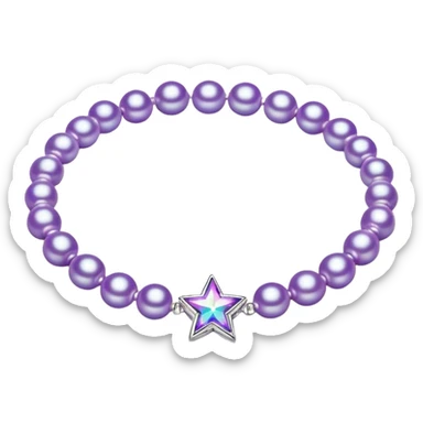 Pearl bright purple braclet with star in middle sticker
