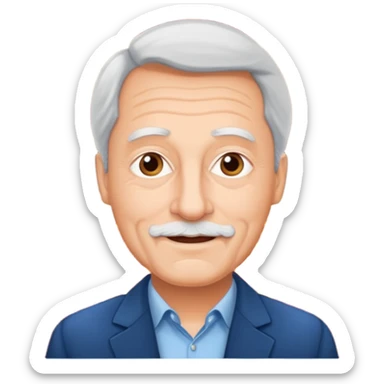 een man van 50 die een theather voorstelling geeft en een leuke grap maak met een theather op de achtergrond en hij moet nederlands zijn sticker