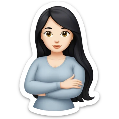 caucasian Beautiful Buxom black long hair back booty sfw sticker