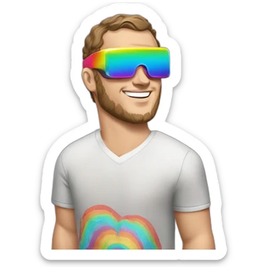 Fancy disco Jonathan Toews wearing rainbow lace shirt and wearing VR glasses sticker