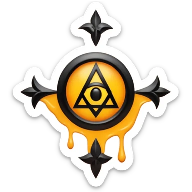 Occult mark painted on skin with dark oil, ritual sensuality sticker