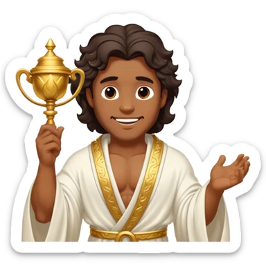 Cinematic Realistic Hercules Portrait, head tilted playfully and inquisitively, capturing the spirit of a timeless Greek hero with a warm, inviting smile. His bronze, marble-like skin and thick, wavy dark hair are rendered with classical precision, while his flowing white robe with delicate golden embellishments accentuates his muscular form. Soft natural light brings out the playful yet powerful essence of this legendary figure. sticker