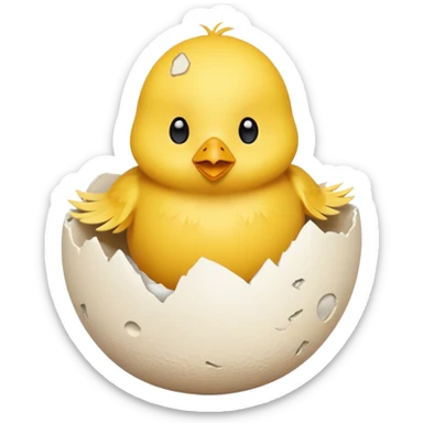 cartoon chick sitting inside a eggshell sticker