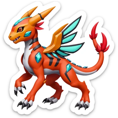 Meloetta-Guilmon-Wargreymon-Protogen-Pokémon-Digimon-Fakémon-fusion-hybrid-creature sticker