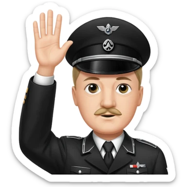 Hitler raising one hand straight up like a salute in Black SS uniform  sticker