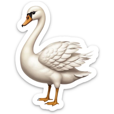 A swan who stand on right see on left sticker