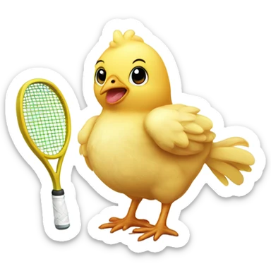 Sweet baby chicken with tennis racquet sticker