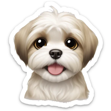happy Maltese shih tzu puppy beige sticker
