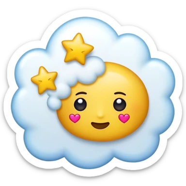 emoji with thought bubble with stars and hearts inside sticker