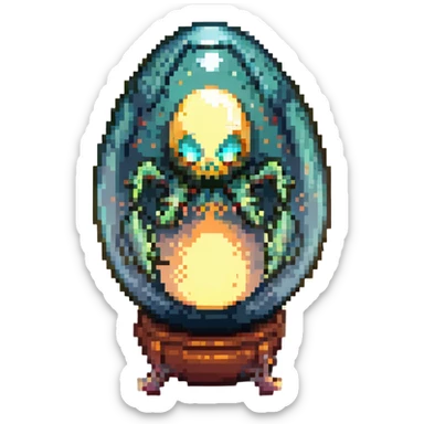 cranial, eye, MRI, SCAN, egg, embryonic, inside of glass egg, alien, eerie, otherworldly, crystal egg, tiny embryo. fetoid shape sticker