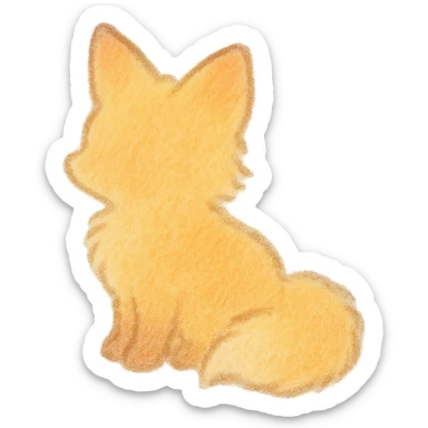 fluffy baby fox silhouette, Japanese soft pastel hand-drawn style, full object, transparent background sticker