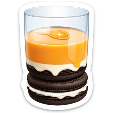 double stuffed Oreos with a glass of orange juice sticker