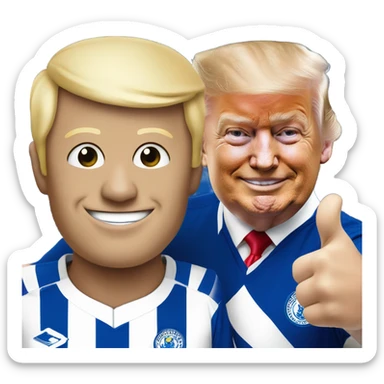 Leicester city supporter with Donald trump  sticker