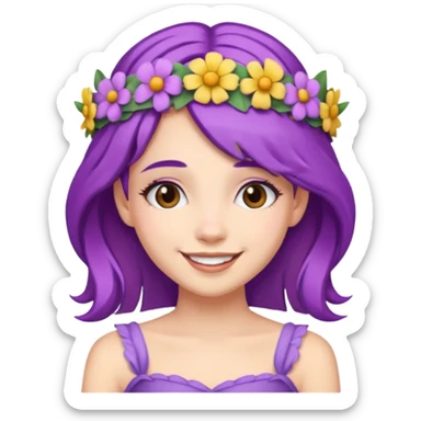 Princesses with Flower Crown in Purple Hair sticker