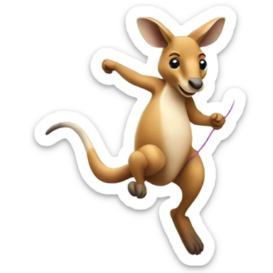 a kangaroo jumping rope sticker