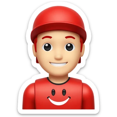 a blocky red avatar with a smiley face and the text “team coolkid join today” on his chest sticker