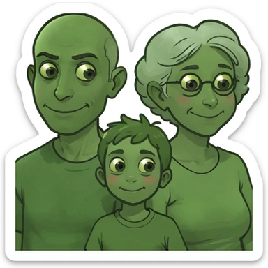 Mum, dad, grandma, teen girl, teen boy, toddler boy sticker