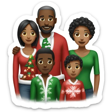 Black family having Christmas together sticker