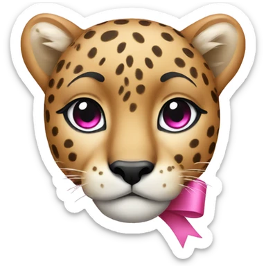 Cheetah with pink bow and sparkles  sticker