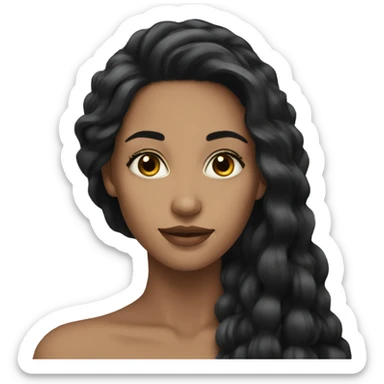 beautiful women long black hair sticker