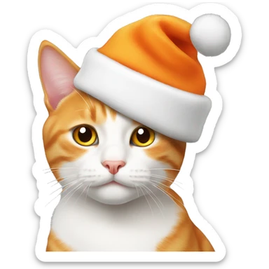 orange and white cat with christmas hat sticker