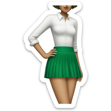 green pleated mini skirt, isolated sticker