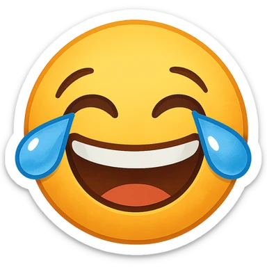 laughing face emoji with tears, expressive and fun sticker