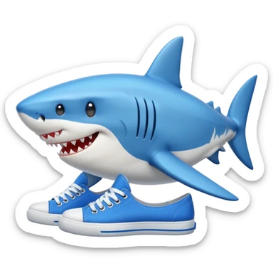 Shark with blue shoes sticker