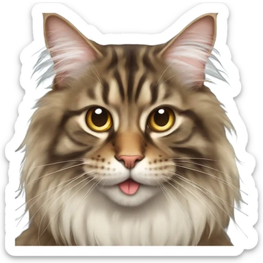 Maine Coon with a stupid face and butterfly on his mouth  sticker
