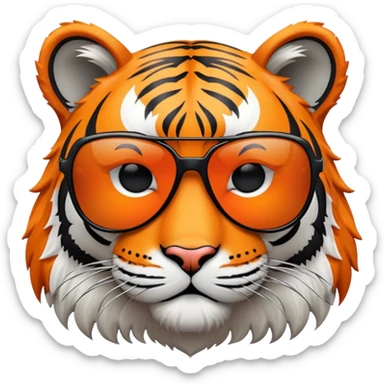 tiger face with deal with it sunglasses dropping down for Twitch emote sticker
